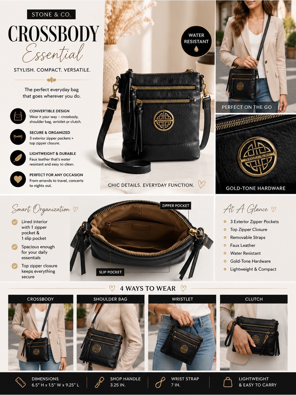 NWT Stone & Co. Stone River North South Convertible Crossbody